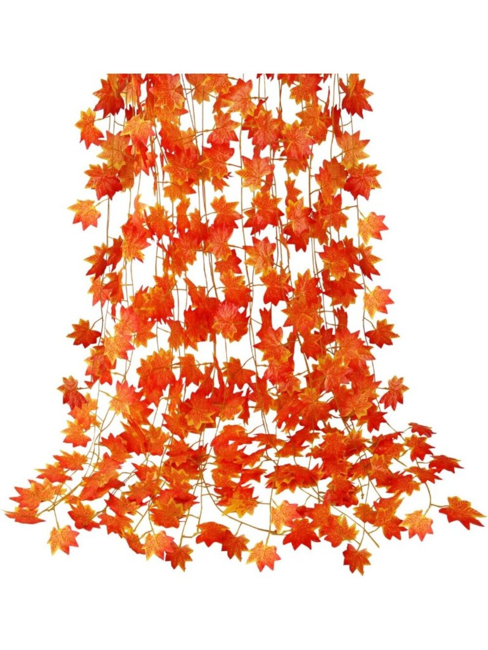 12 Pack Artificial Fall Leaf Garland - Maple Leaves for Thanksgiving Decor, Home